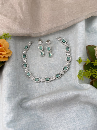 White Stone Necklace in Choker Short Designer Style | N0430 A - Mahilas