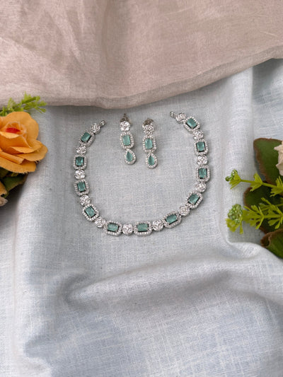 White Stone Necklace in Choker Short Designer Style | N0430 A - Mahilas