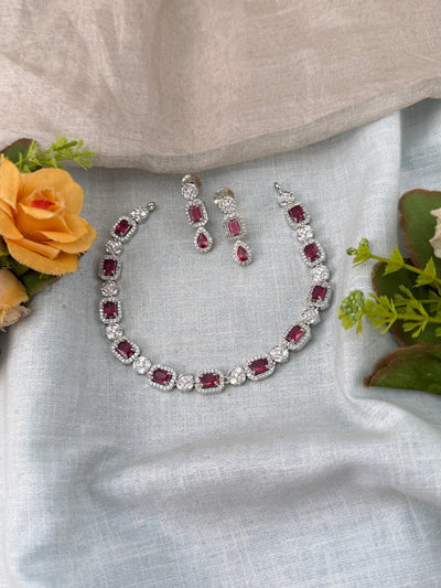 White Stone Necklace in Choker Short Designer Style | N0430 B - Mahilas