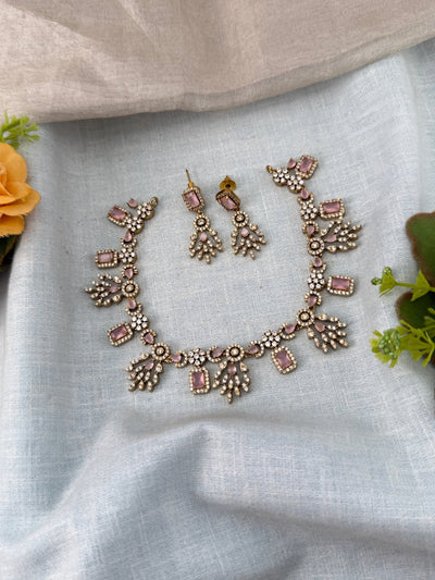 White Stone Necklace in Choker Short Designer Style | N0433 D - Mahilas